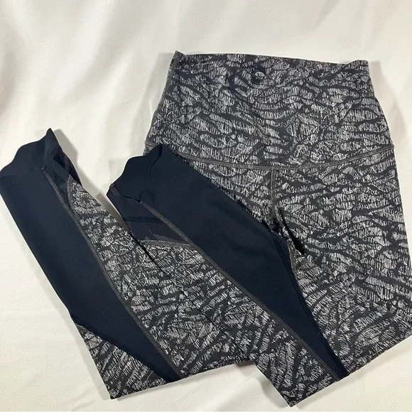 Lululemon Wunder Under Crop High-Rise Roll Down Scallop Origami Lace Black sz 4 - Picture 4 of 8